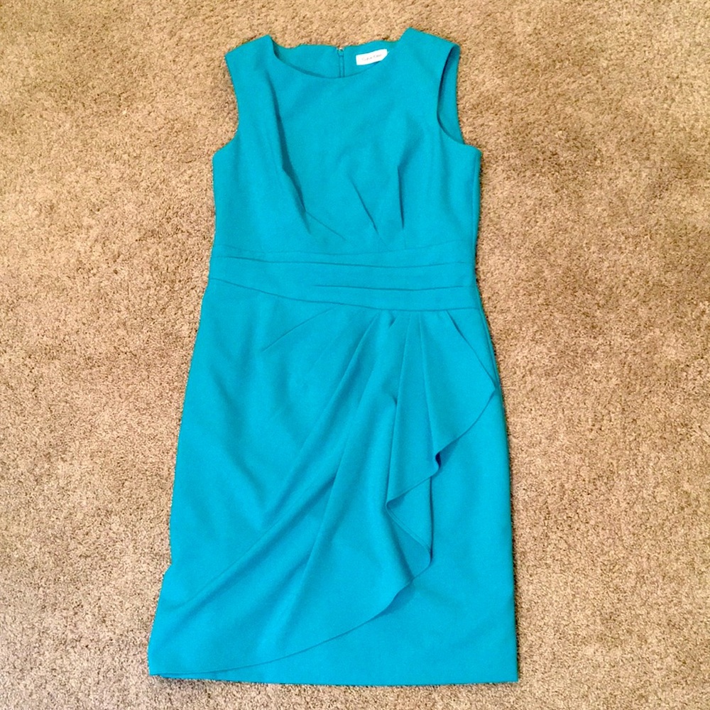 Calvin Klein sheath dress with faux wrap detail. Fully lined.  Size 8. Worn once